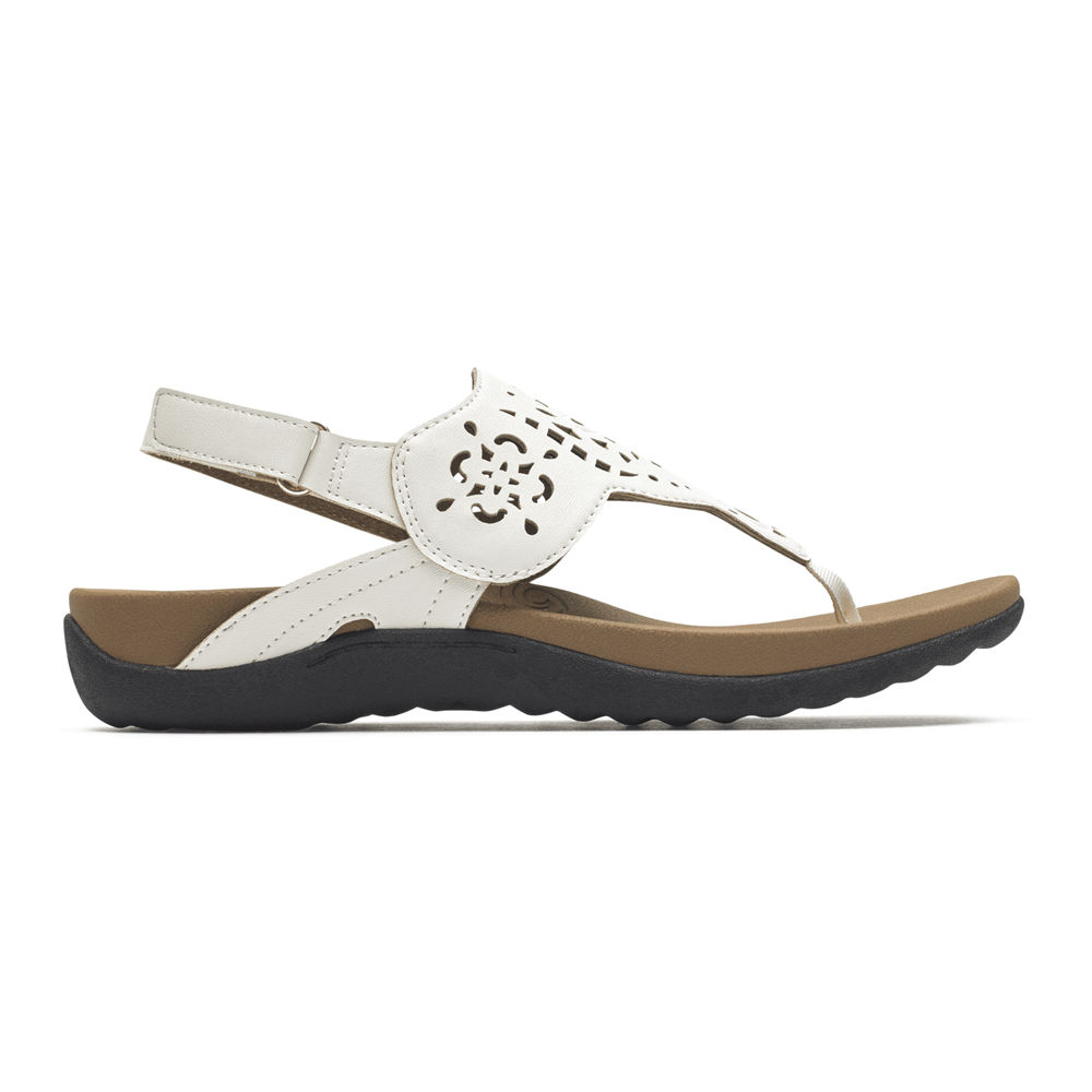 Rockport Sandaler Dame Hvite - Ridge Circle Cutout Thong - YIHO48062